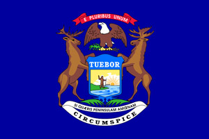 Michigan flag indicating that driver improvement course is State approved