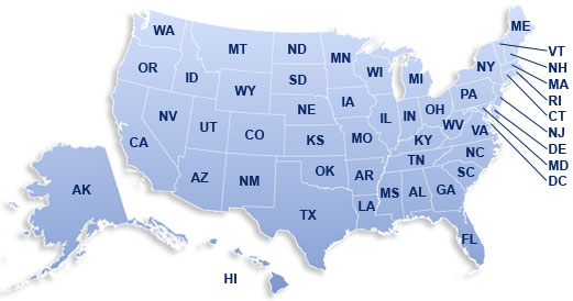 U.S. map showing that DTA offers courses throughout the nation