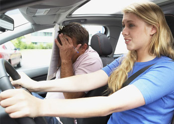 Florida first time driver practicing for her driver license exam