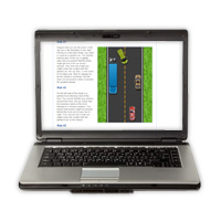 Laptop computer with scene from Texas defensive driving online course